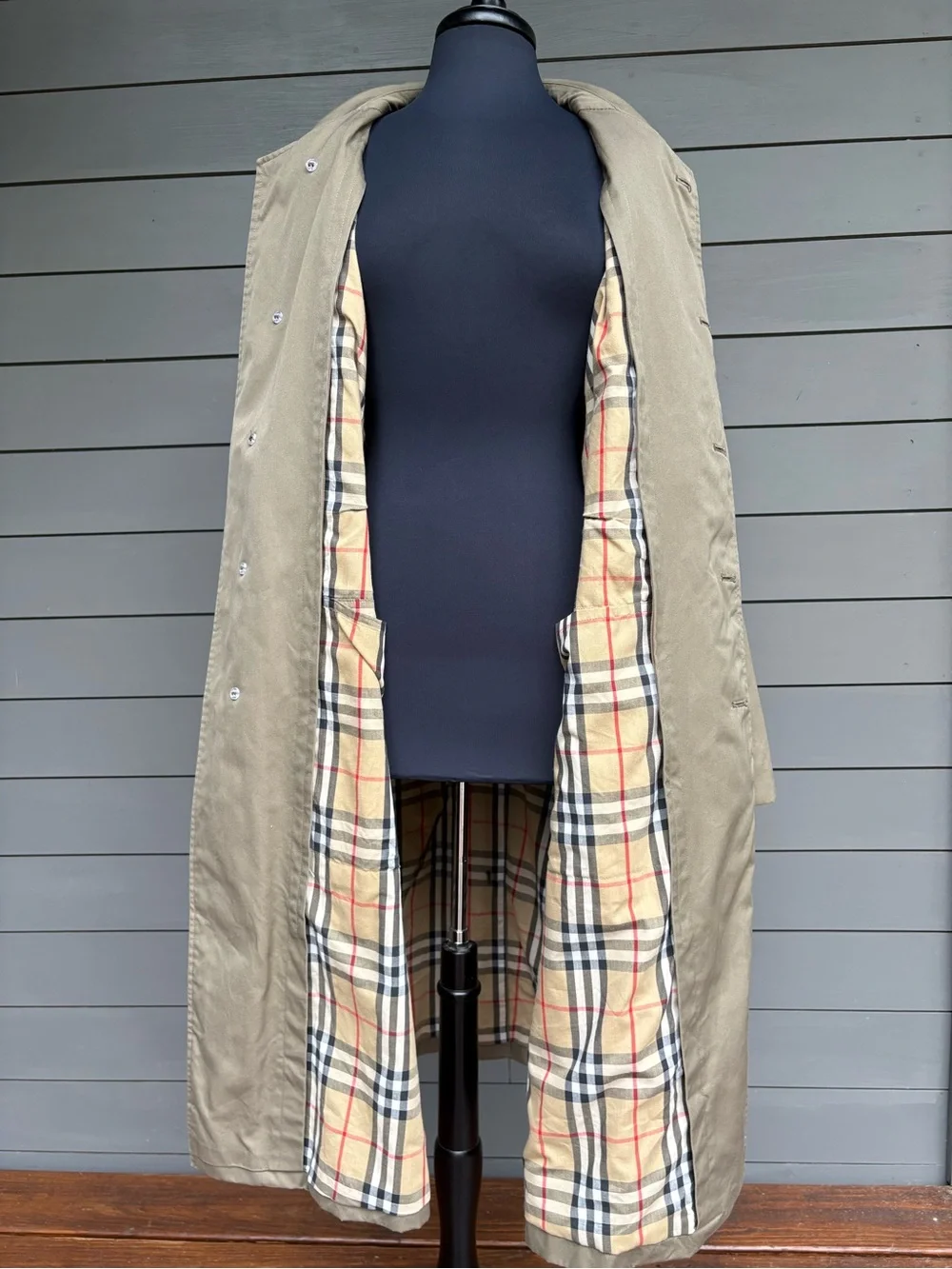 Burberry Khaki Men's Long Trench Coat